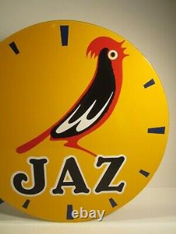 Plaque Emaillee Jaz 1950 Eas/reveil Montre Horloge Pendule/cadran Oiseau/jazz