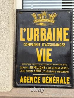 Plaque Émaillée L'URBAINE COMPAGNIE D'ASSURANCE VIE