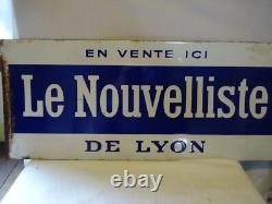 Plaque Emaillee Le Nouvelliste Lyon double face année 1940-50