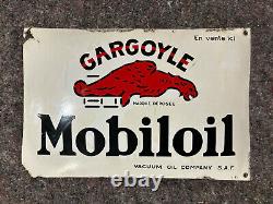 Plaque Émaillée Mobiloil Gargoyle Enamel Sign Emailschild