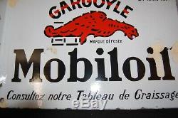 Plaque Emaillee Mobiloil Gargoyle Epoque 1950 (recto-verso). Oil Garage