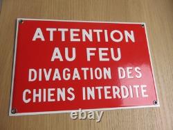 Plaque Emaillee Originale Attention Au Feu 30cm/20cm