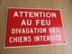 Plaque Emaillee Originale Attention Au Feu 30cm/20cm
