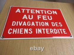 Plaque Emaillee Originale Attention Au Feu 30cm/20cm