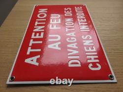 Plaque Emaillee Originale Attention Au Feu 30cm/20cm