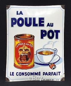 Plaque Émaillée Poule au Pot datée 1935
