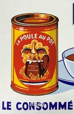 Plaque Émaillée Poule au Pot datée 1935