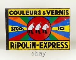 Plaque Émaillée Publicitaire Ripolin Express Vintage Enamel Sign