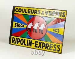 Plaque Émaillée Publicitaire Ripolin Express Vintage Enamel Sign