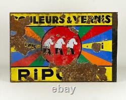 Plaque Émaillée Publicitaire Ripolin Express Vintage Enamel Sign