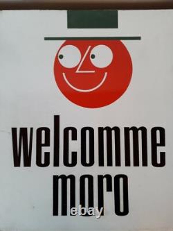 Plaque Emaillee Publicitaire Welcomme Moro Double Face