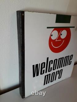 Plaque Emaillee Publicitaire Welcomme Moro Double Face