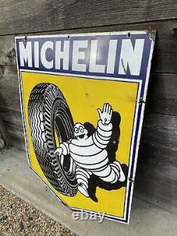 Plaque Émaillée Rare Michelin Ancienne Enamel Sign Emailschild
