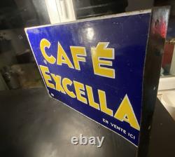 Plaque Emaillée Recto Verso- Potence Double FACE CAFE EXCELLA- 2944 cm