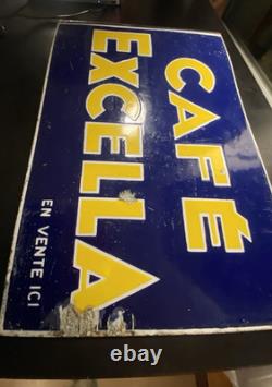 Plaque Emaillée Recto Verso- Potence Double FACE CAFE EXCELLA- 2944 cm