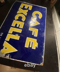 Plaque Emaillée Recto Verso- Potence Double FACE CAFE EXCELLA- 2944 cm