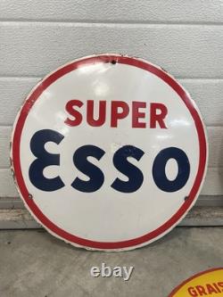 Plaque Émaillée Super Esso Bombée
