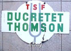 Plaque Emaillee Tsf Ducretet Thomson Double Face Originale D'epoque Revendeur