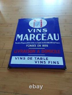 Plaque Emaillee Vins Marceau, Emaiilerie Alsacienne