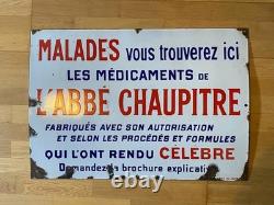 Plaque Émaillée ancienne Abbé Chaupitre / publicité ancienne / Pharmacie Médic