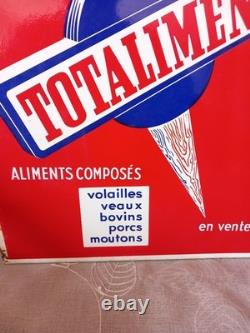 Plaque Emaillerie de Strasbourg- TOTALALIMENT -DOUBLE FACES- EQUERRE -AGRICOLE