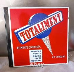 Plaque Emaillerie de Strasbourg- TOTALALIMENT -DOUBLE FACES- EQUERRE -AGRICOLE