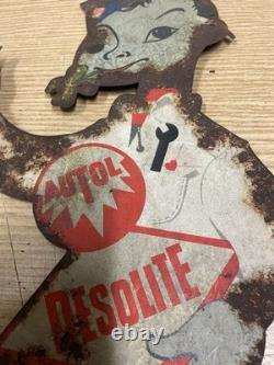 Plaque En Métal Des Années 20-30 Autol Desolite Picture Shape Pin Up RAR