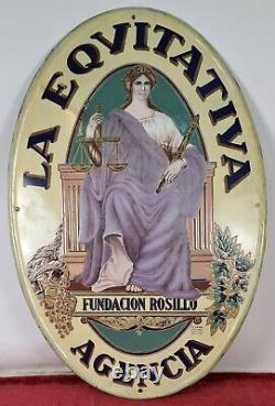 Plaque En Métal Émaillé. Agence La Equitative. Fondation Rosillo. Vers 1920