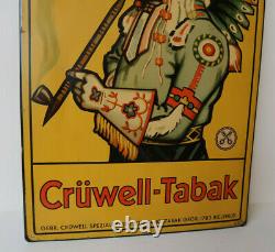 Plaque Inka Cruwell Tabak 36x24 Cm Chef Indien Superbe Tole Litho Germany 1930