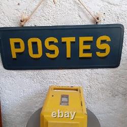 Plaque Peinte LA POSTE 1,20m non Émaillée Lithographiée Ancienne Bureau