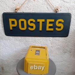 Plaque Peinte LA POSTE 1,20m non Émaillée Lithographiée Ancienne Bureau