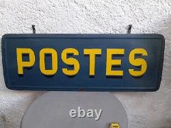 Plaque Peinte LA POSTE 1,20m non Émaillée Lithographiée Ancienne Bureau