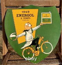 Plaque Publicitaire BP ENERGIC 1949 VESPA 2 Temps Non Émaillée