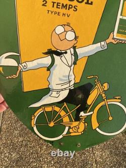 Plaque Publicitaire BP ENERGIC 1949 VESPA 2 Temps Non Émaillée