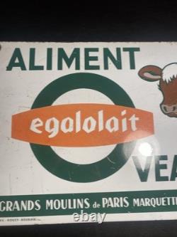 Plaque Publicitaire VEALUX-Eggolait-Email Gouzy-Roubaix-3545 Cm-50's-4 Oeillets