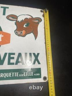 Plaque Publicitaire VEALUX-Eggolait-Email Gouzy-Roubaix-3545 Cm-50's-4 Oeillets