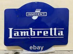Plaque Rare Émaillée Ancienne Lambretta Scooter Enamel Sign Emailschild