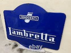 Plaque Rare Émaillée Ancienne Lambretta Scooter Enamel Sign Emailschild