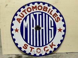 Plaque Rare Émaillée Mathis Stock Automobiles Ancienne Enamel Sign Emailschild