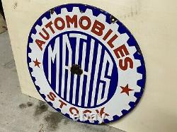 Plaque Rare Émaillée Mathis Stock Automobiles Ancienne Enamel Sign Emailschild