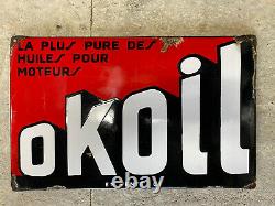 Plaque Rare Émaillée Okoil Ancienne Enamel Sign Emailschild