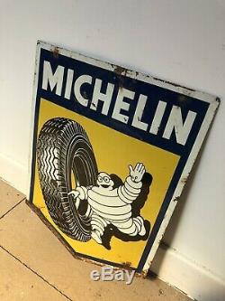 Plaque Tole Michelin Ancienne No Emaillee Enamel Sign