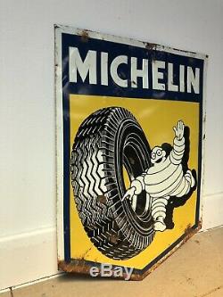Plaque Tole Michelin Ancienne No Emaillee Enamel Sign