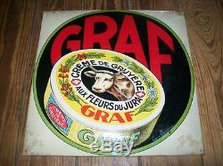 Plaque Tole Vintage Fromagerie Graf Creme De Gruyere