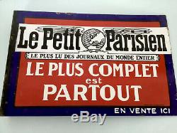Plaque ancienne émaillée Double Face publicitaire LE PETIT PARISIEN / D'époque