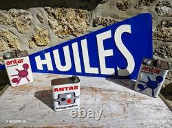 Plaque ancienne no émaillée FANION HUILES no esso shell bp caltex antar total