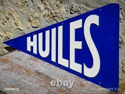 Plaque ancienne no émaillée FANION HUILES no esso shell bp caltex antar total