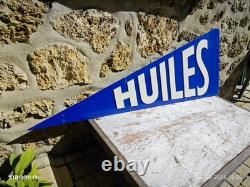 Plaque ancienne no émaillée FANION HUILES no esso shell bp caltex antar total