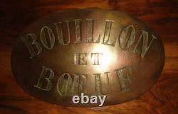 Plaque bronze avant 1900 boucherie charcuterie BOEUF et BOUILLON 19ème