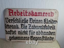 Plaque de Tôle Avec Arbeitsanweisung Zahnradfabrik Friedrichshafen